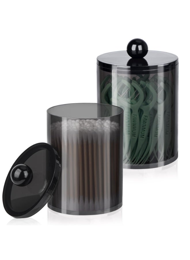 هومستر 2 قطعة من ملصق القطن مع غطاء | علبة تخزين تنظيفية لسطح المكتب | تخزين متعدد السيناريوهات لسطح المكتب في الحمام/غرفة المعيشة/الغرفة النومية/الدراسة/غرفة الطعام/المطبخ/الحمام، 9.6 سم، شفافة سوداء - Image 2